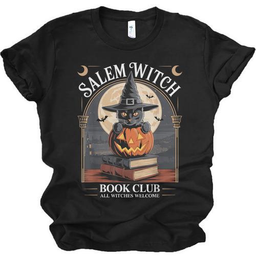 Salem Witch Book Club All Witches Welcome Halloween Reading Unisex Jersey T-Shirt - Bookorys