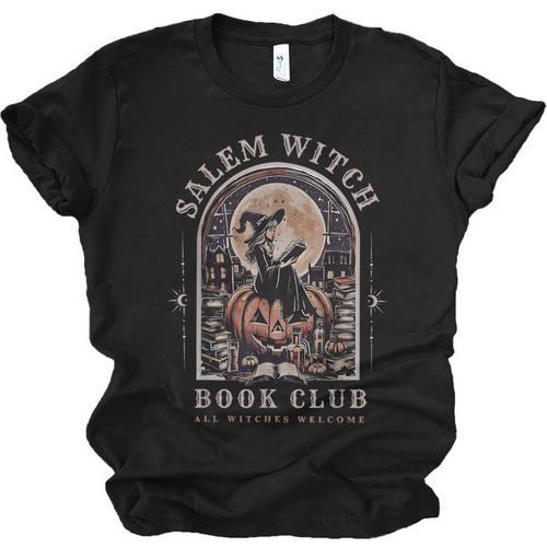 Salem Witch Book Club All Witches Welcome Spooky Halloween Unisex Jersey T-Shirt - Bookorys UK
