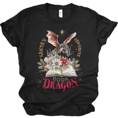Santa's Favorite Book Dragon Christmas Magic Unisex Jersey T-Shirt - Bookorys AU