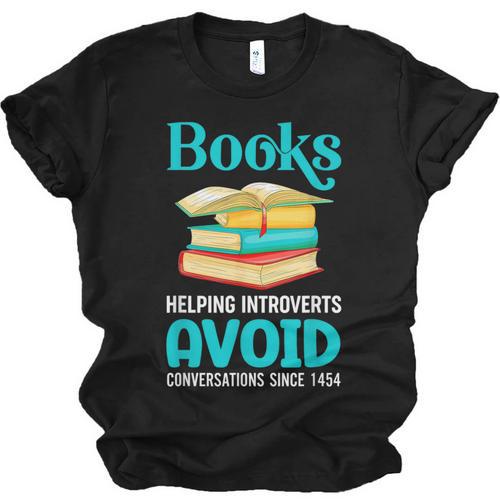Sarcastic Books Anti Social Introvert Book Conversation Unisex Jersey T-Shirt - Raresse
