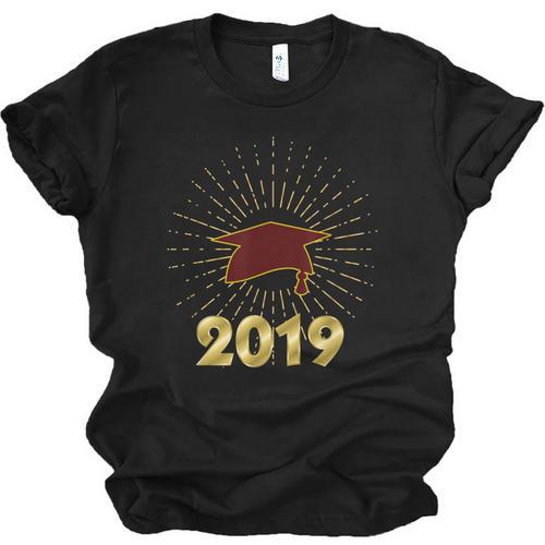 Senior 2019 Graduation Shirt Burgundy Gold Class Colors G23 Unisex Jersey T-Shirt - Best Gift Smart