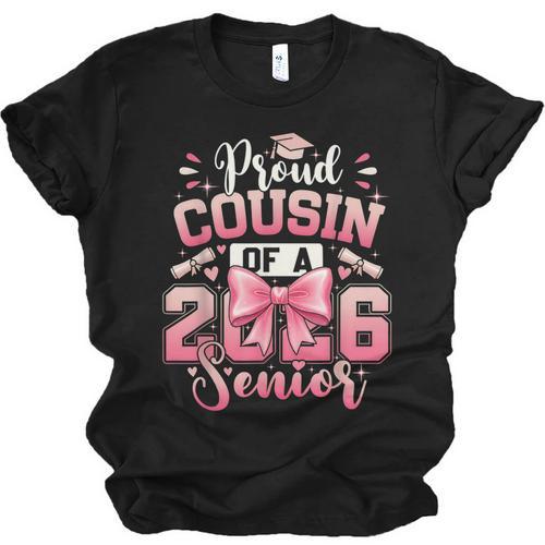 Senior 2026 Class Of 26 Coquette Pink Bow Graduation Cousin Unisex Jersey T-Shirt - Best Gift Smart