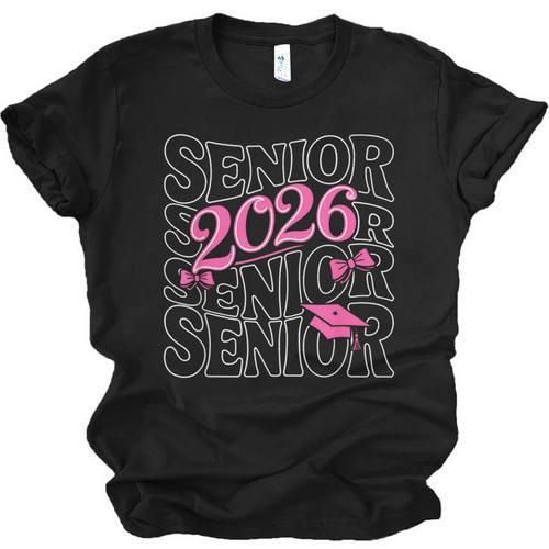 Senior 2026 Class Of 2026 Coquette Pink Bow Graduation Moms Unisex Jersey T-Shirt - Best Gift Smart