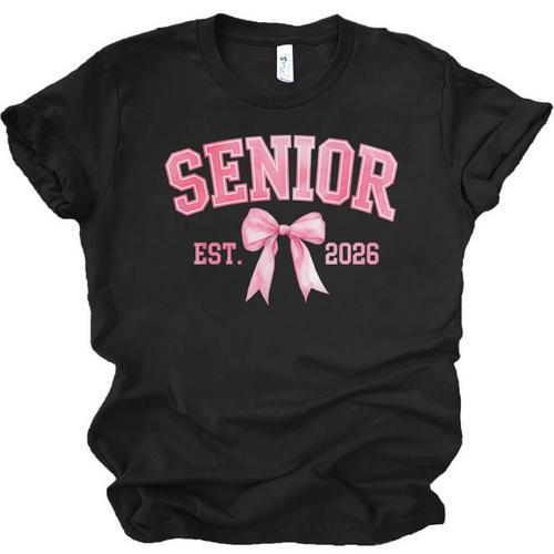 Senior 2026 Coquette Pink Bow Class Of 2026 Graduation Girls Unisex Jersey T-Shirt - Best Gift Smart