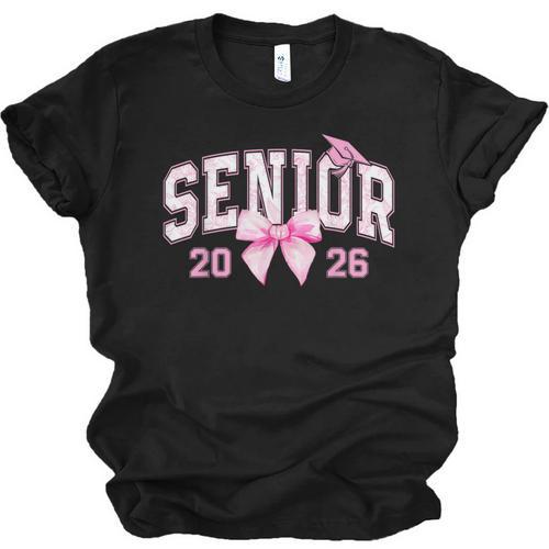 Senior 2026 Coquette Pink Bow Girls Class Of 2026 Graduation Unisex Jersey T-Shirt - Best Gift Smart