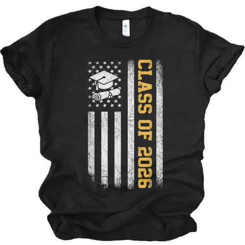 Senior 26 Class Of 2026 American Flag Graduation 2026 Unisex Jersey T-Shirt - Best Gift Smart