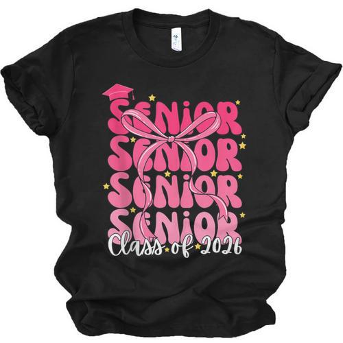 Senior Class Of 2026 Pink Coquette Bow Graduation 2026 Unisex Jersey T-Shirt - Best Gift Smart
