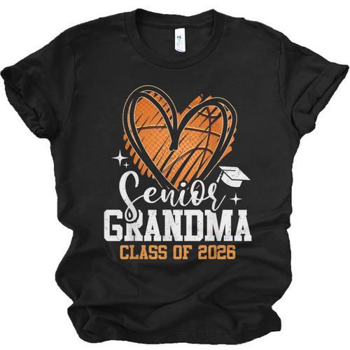 Senior Grandma Class Of 2026 Basketball Graduation Heart Unisex Jersey T-Shirt - Best Gift Smart