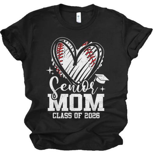 Senior Mom Class Of 2026 Baseball Graduation Heart Unisex Jersey T-Shirt - Best Gift Smart