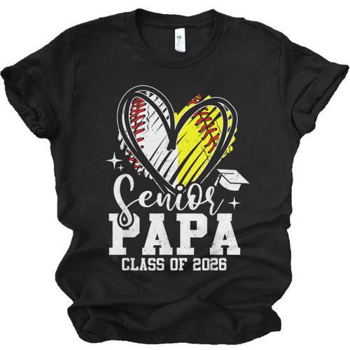 Senior Papa Class Of 2026 Baseball Softball Graduation Heart Unisex Jersey T-Shirt - Best Gift Smart