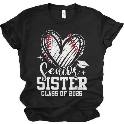 Senior Sister Class Of 2026 Baseball Graduation Heart Unisex Jersey T-Shirt - Best Gift Smart