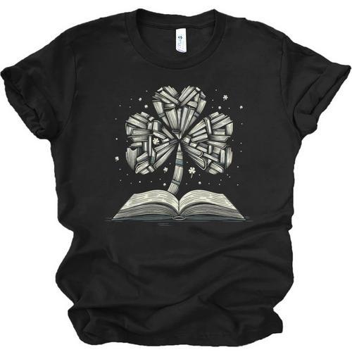 Shamrock Books St Patricks Day Bookworm Librarian Unisex Jersey T-Shirt - Bookorys