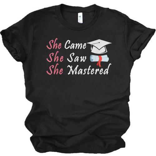 She Came She Saw She Mastered Graduation Unisex Jersey T-Shirt - Best Gift Smart
