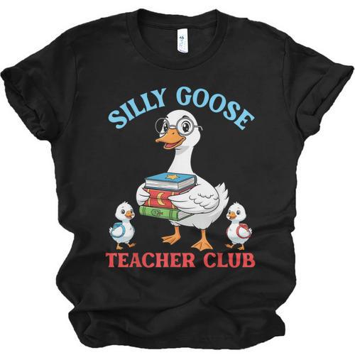 Silly Goose With Books Teacher Club School Educator Unisex Jersey T-Shirt - Bookorys