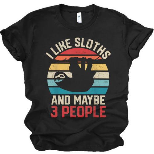 I Like Sloths And Maybe 3 People Sloth Introvert Vintage Unisex Jersey T-Shirt - Raresse