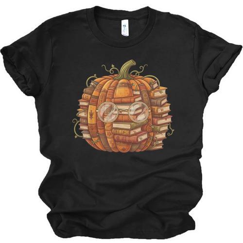 Smart Book Pumpkin Retro Fall Teacher Reading Halloween Unisex Jersey T-Shirt - Bookorys CA