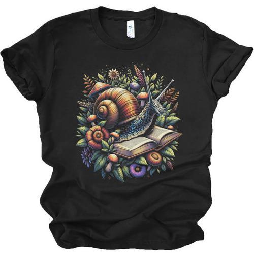 Snail Mushroom Floral Book Lover Cottagecore Fairycore Unisex Jersey T-Shirt - Bookorys AU