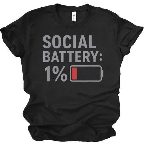 Social Battery 1 Percent Introvert Mood Minimalist Unisex Jersey T-Shirt - Raresse