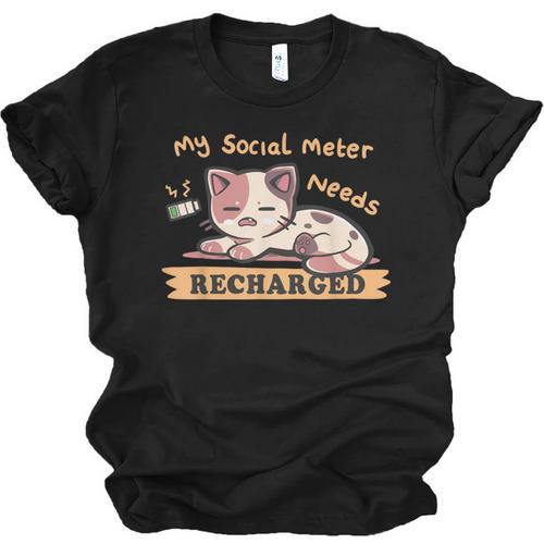 Social Meter Recharge Social Meter For Introverts Unisex Jersey T-Shirt - Raresse