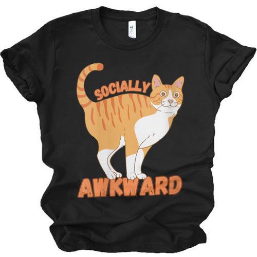 SOCIALLY AWKWARD FUNNY CAT ANTISOCIAL INTROVERT WEIRD Unisex Jersey T-Shirt - Raresse