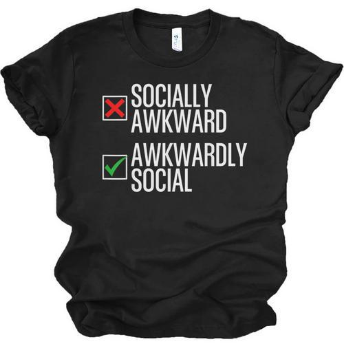 Socially Awkward Introvert Anxious Awkwardly Social Unisex Jersey T-Shirt - Raresse