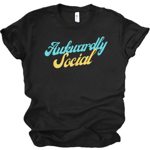 Socially Awkward Introvert Retro Anxious Awkwardly Social Unisex Jersey T-Shirt - Raresse