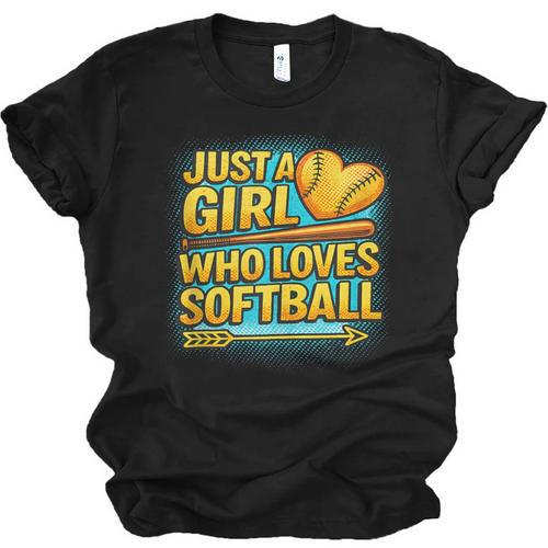 Softball Just A Girl Comic Book Style Graphic For Teens Unisex Jersey T-Shirt - Bookorys CA