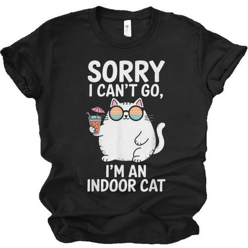 Sorry I Can’t Go I’m An Indoor Cat Introvert Cat Unisex Jersey T-Shirt - Raresse