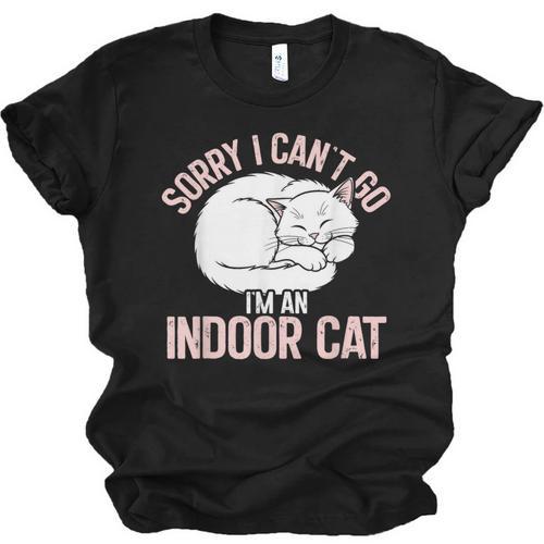 Sorry I Can't Go I'm An Indoor Cat Lazy Humor Introvert Cat Unisex Jersey T-Shirt - Raresse