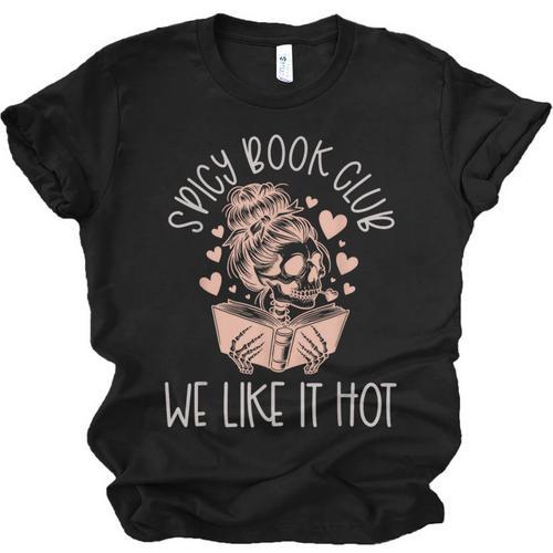 Spicy Book Club Dark Romance Reader Spicy Bookish Skeleton Unisex Jersey T-Shirt - Bookorys