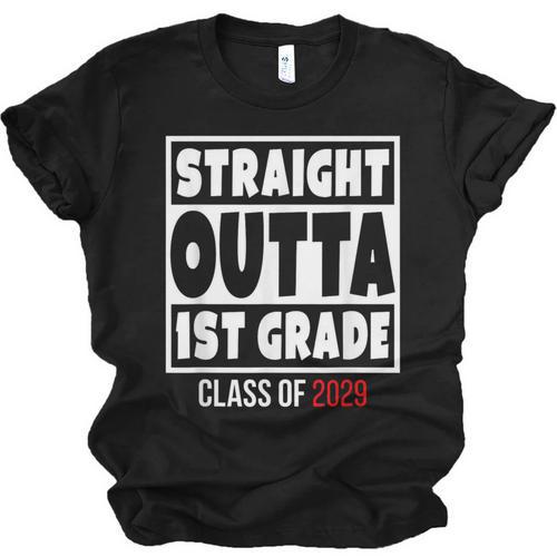 Straight Outta 1st Grade Class Of 2029 Shirt Graduation Unisex Jersey T-Shirt - Best Gift Smart