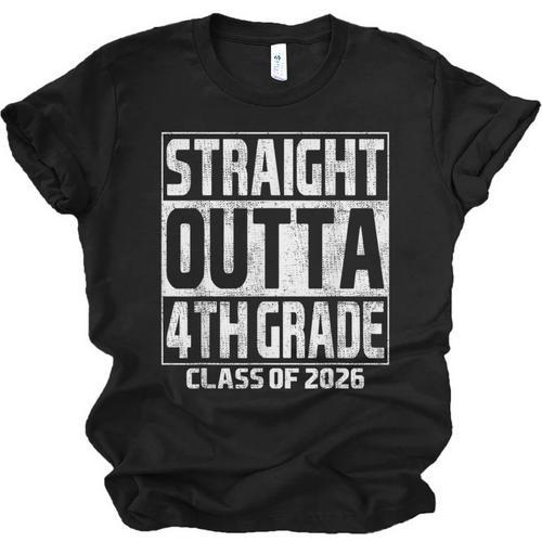 Straight Outta 4th Grade Graduation Class 2026 Fourth Grade Unisex Jersey T-Shirt - Best Gift Smart