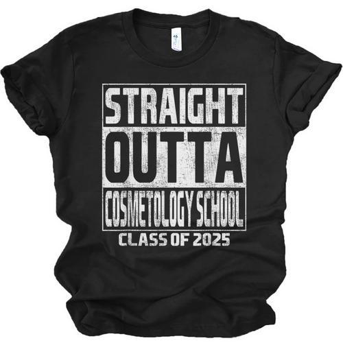 Straight Outta Cosmetology School Class Of 2025 Graduation Unisex Jersey T-Shirt - Best Gift Smart
