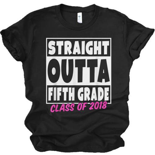Straight Outta Fifth Grade Class Of 2018 Graduation Unisex Jersey T-Shirt - Best Gift Smart
