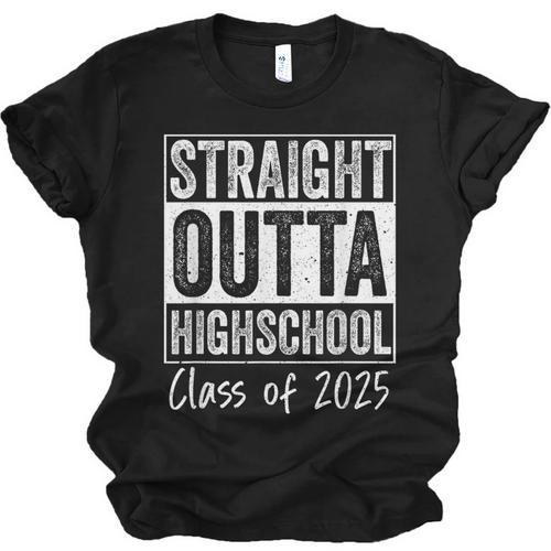 Straight Outta High School Graduation Class Of 2025 Grad Unisex Jersey T-Shirt - Best Gift Smart
