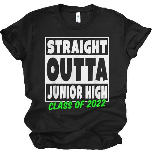 Straight Outta Junior High School Class Of 2022 Graduation Unisex Jersey T-Shirt - Best Gift Smart