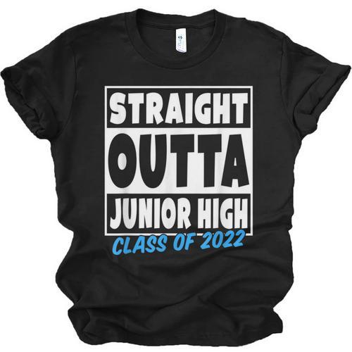 Straight Outta Junior High School Graduation Class Of 2022 Unisex Jersey T-Shirt - Best Gift Smart