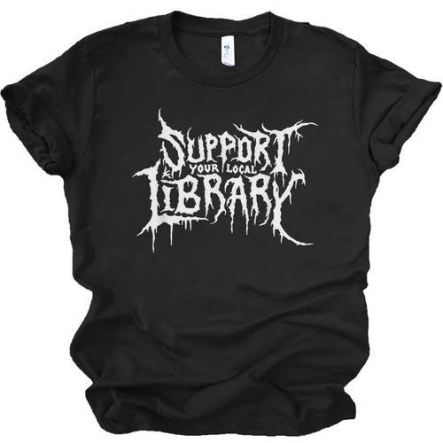 Support Your Local Library Horror Bookworm Unisex Jersey T-Shirt - Bookorys AU