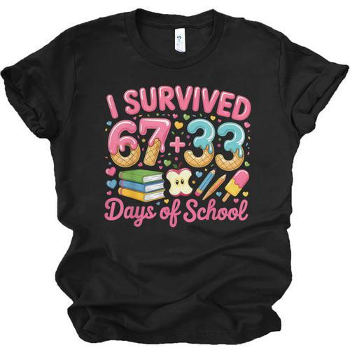 Survived 67 Days Of School Ice Cream Drip Apple Pencil Book Unisex Jersey T-Shirt - Bookorys DE