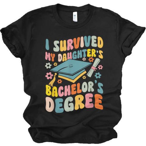 i Survived My Daughter's Bachelors Degree Groovy Graduation Unisex Jersey T-Shirt - Best Gift Smart