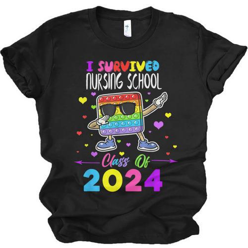 I Survived Nursing School Of 2024 Student Graduation 2024 Unisex Jersey T-Shirt - Best Gift Smart
