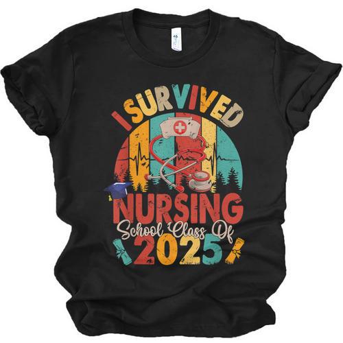 I Survived Nursing School Class Of 2025 Proud Graduation Unisex Jersey T-Shirt - Best Gift Smart