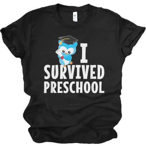 I Survived PreSchool Graduation Kids Owl Grad Shirt Unisex Jersey T-Shirt - Best Gift Smart