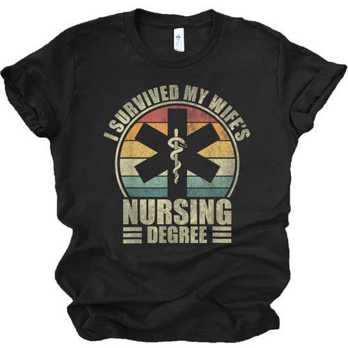 I Survived My Wife's Nursing Degree Nursing Graduation Unisex Jersey T-Shirt - Best Gift Smart