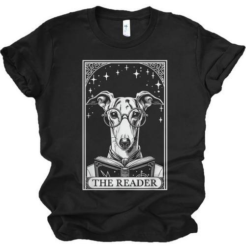 Tarot Card Vintage Whippet Dog Book Lover The Reader Unisex Jersey T-Shirt - Bookorys