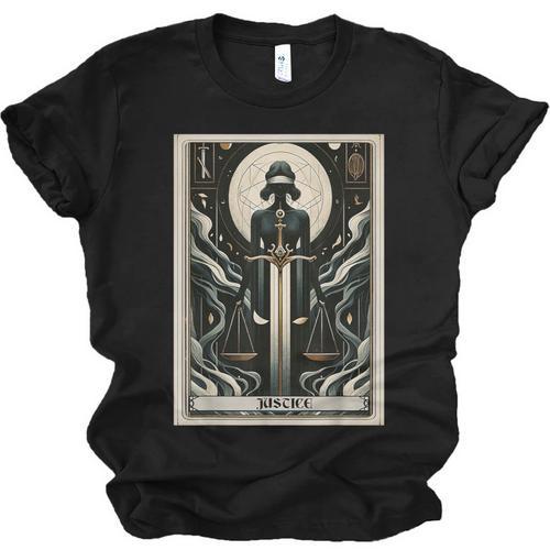 Tarot Cards Guide Book Esoteric Mysticism Clothing Tarot Card Justice Unisex Jersey T-Shirt - Bookorys