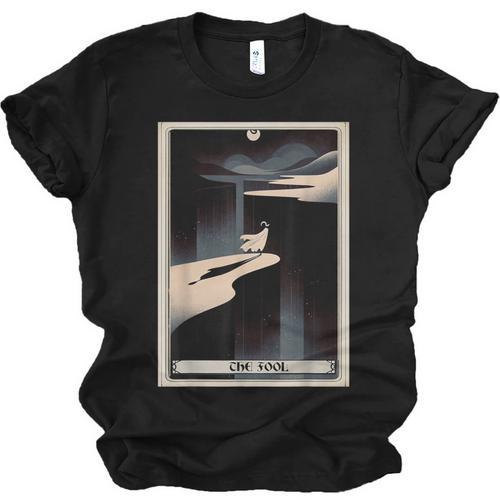 Tarot Cards Guide Book Esoteric Mysticism Clothing The Fool Tarot Card -Adults & Kids Small Short Sleeve Crew Neck Classic Fit Unisex Jersey T-Shirt - Bookorys
