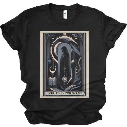 Tarot Cards Guide Book Esoteric Mysticism Clothing The High Priestess -Adults Small Classic Fit Short Sleeve Unisex Jersey T-Shirt - Bookorys