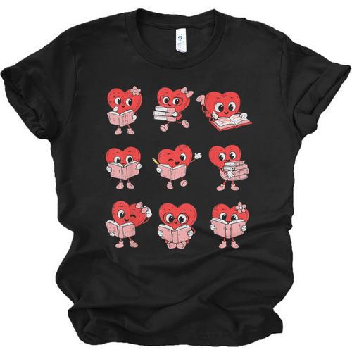 Teacher Valentines Day Reading Book Lover Bookworm Library Unisex Jersey T-Shirt - Bookorys AU