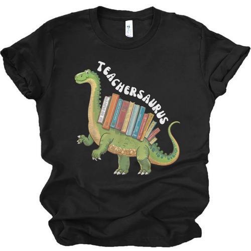 Teachersaurus Dinosaur Teachers Dino Reading Book Librarian Unisex Jersey T-Shirt - Bookorys